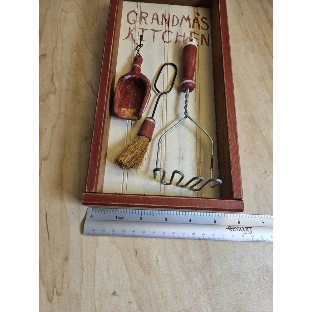 Grandma's Kitchen Rustic Folk Art Wood Wall Decor Utensils Farmhouse Primitive